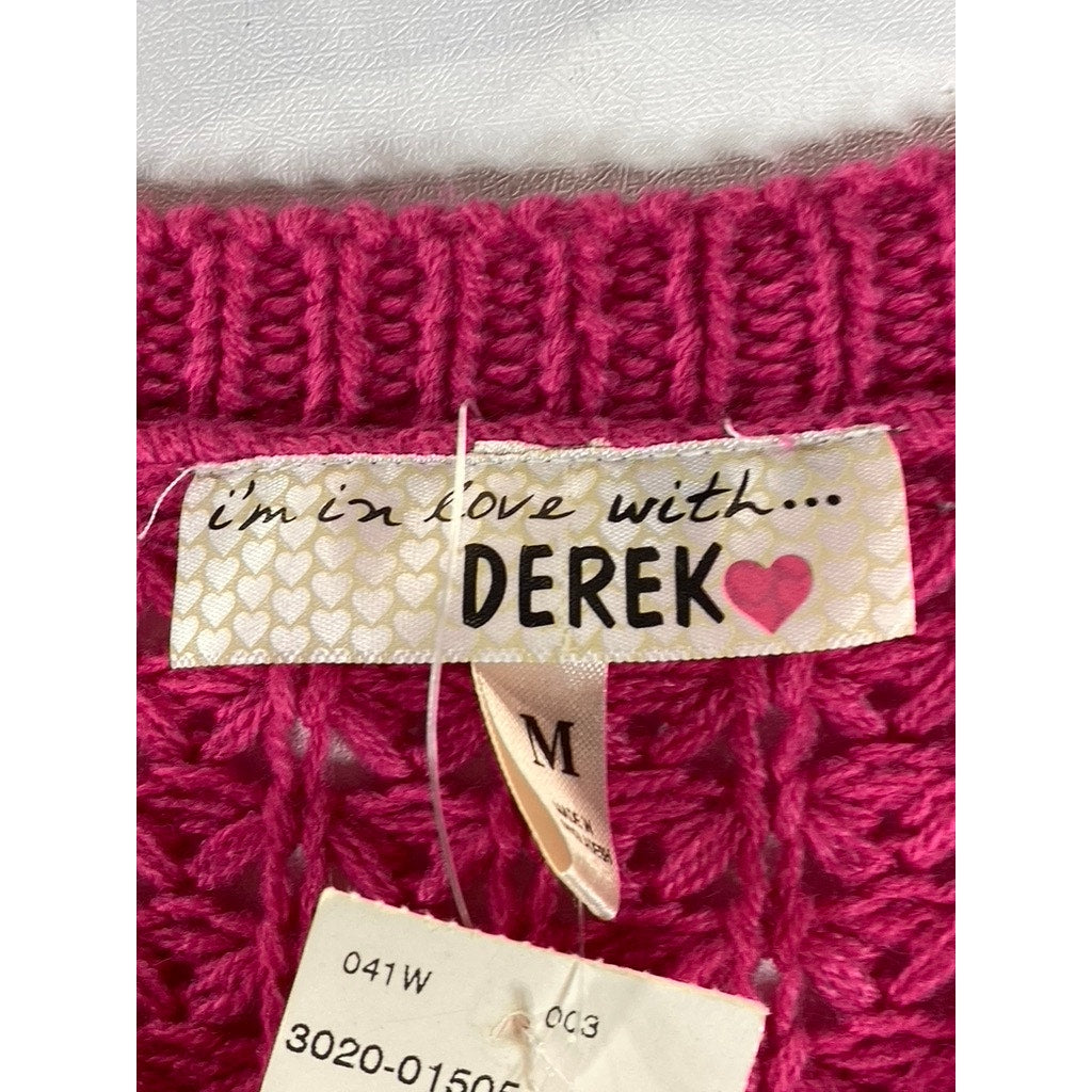 IM IN LOVE WITH DEREK Women's Pink/Black Striped Knit Pullover Sweater SZ M