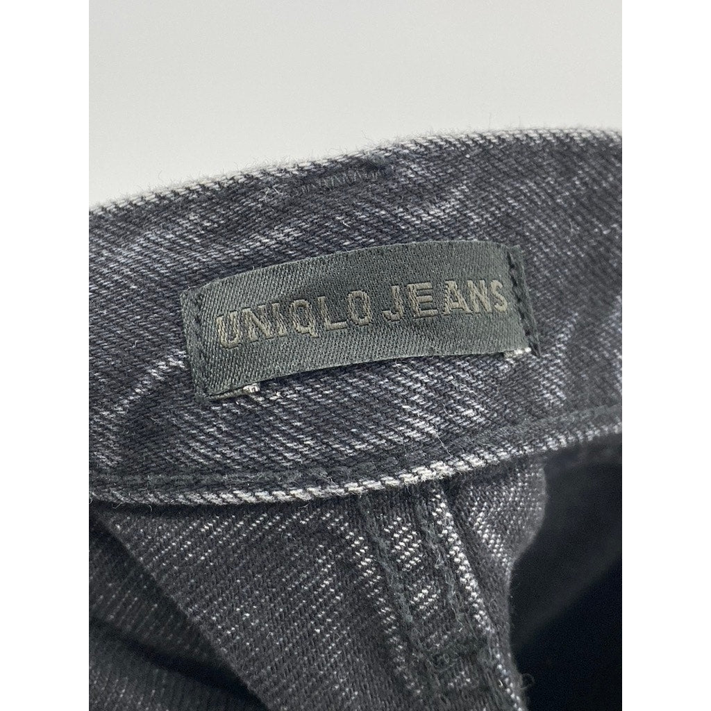 UNIQLO JEANS Women's Black Denim Straight-Leg Baggy Fit Jeans SZ 28X31