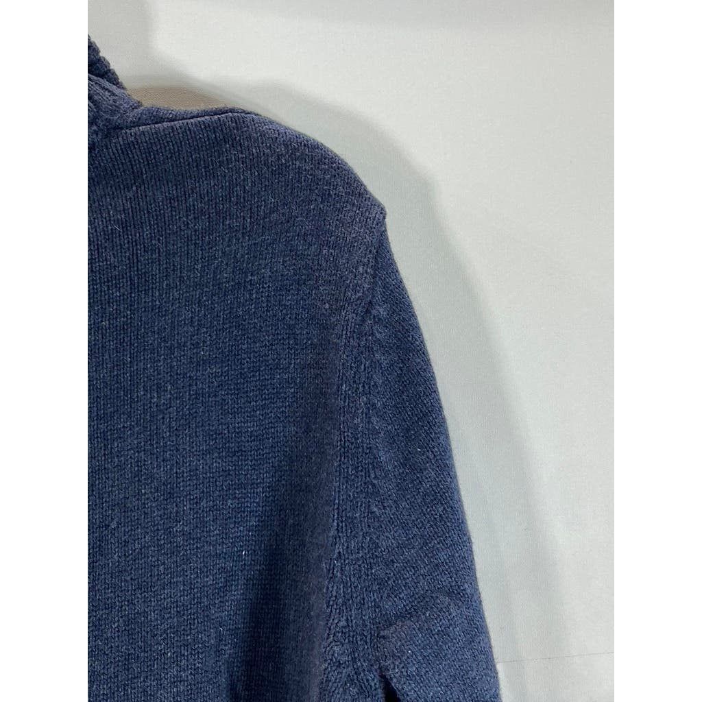 LUCKY BRAND Men's Navy Quarter-Button Knit Pullover Sweater SZ M