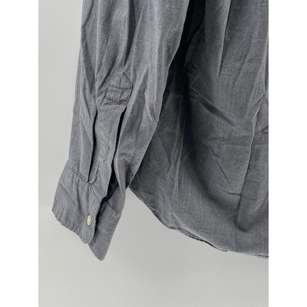 J.CREW Men's Gray Organic Cotton Slim-Fit Button-Up Long Sleeve Shirt SZ M