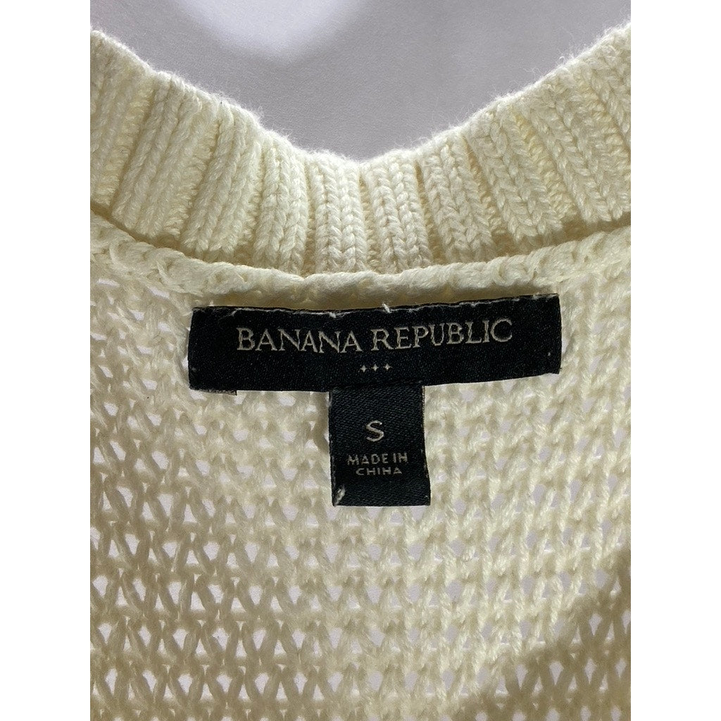 BANANA REPUBLIC Women's Cream Knit Scoop-Neck Sweater Tank Top SZ S