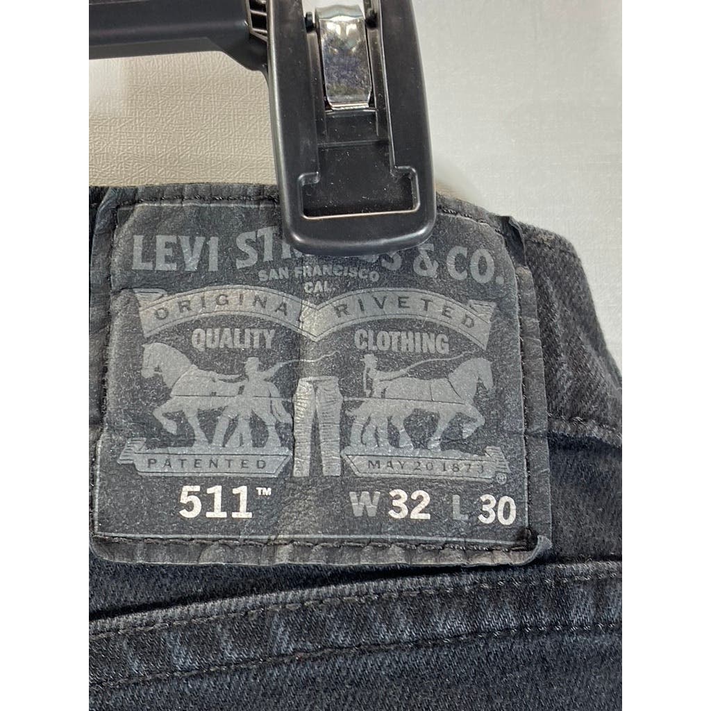 LEVI'S Men's Black Solid Slim-Fit Five-Pocket Denim Jeans SZ 32X30