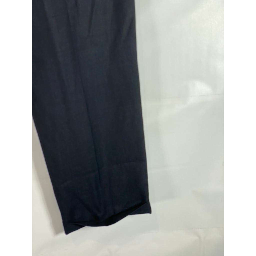BROOKS BROTHERS Men's Black Solid Pleated-Front Cuffed Wool Dress Pants SZ 36X30