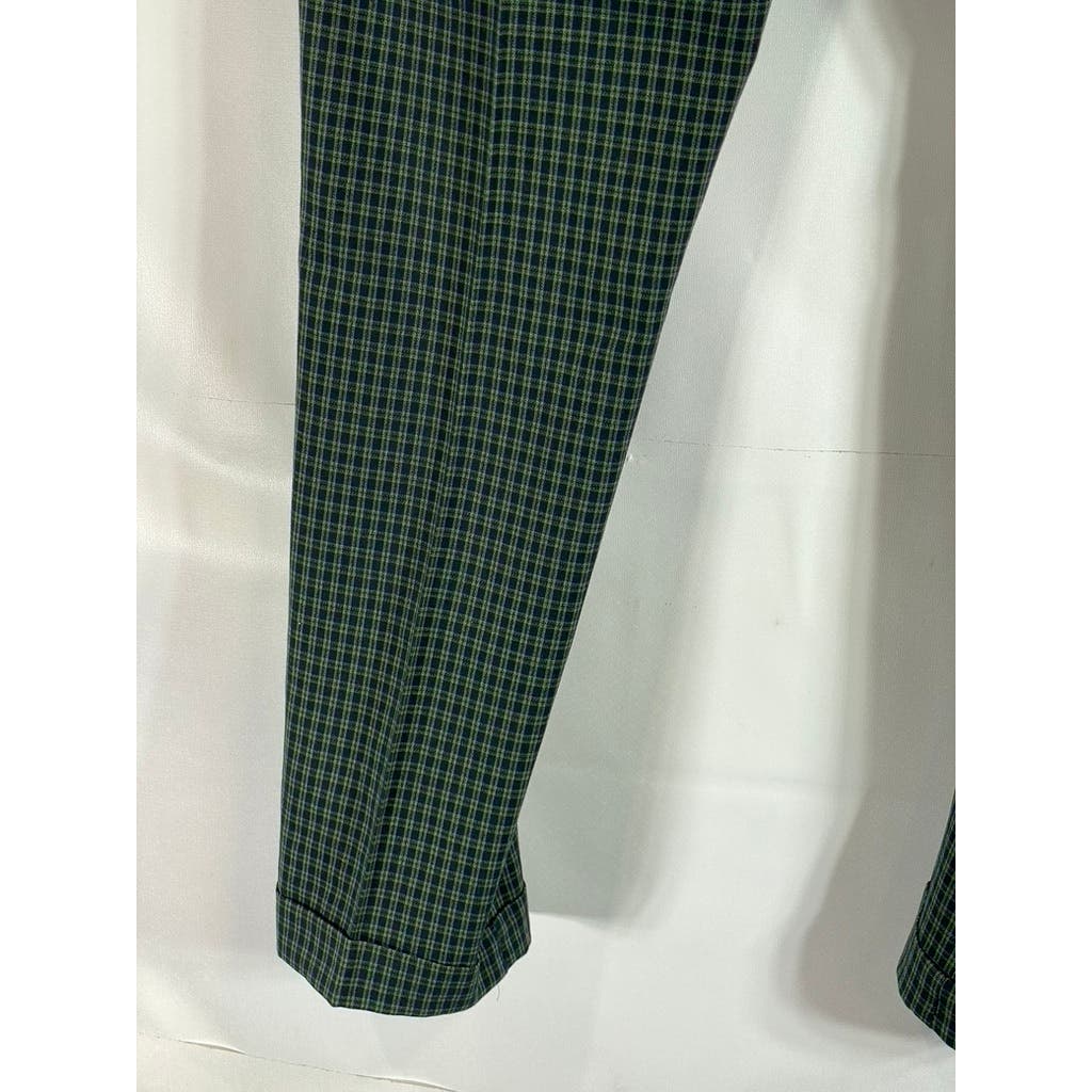 ASOS DESIGN Men's Navy/Green Micro Check Tapered Smart Trousers SZ 34X34