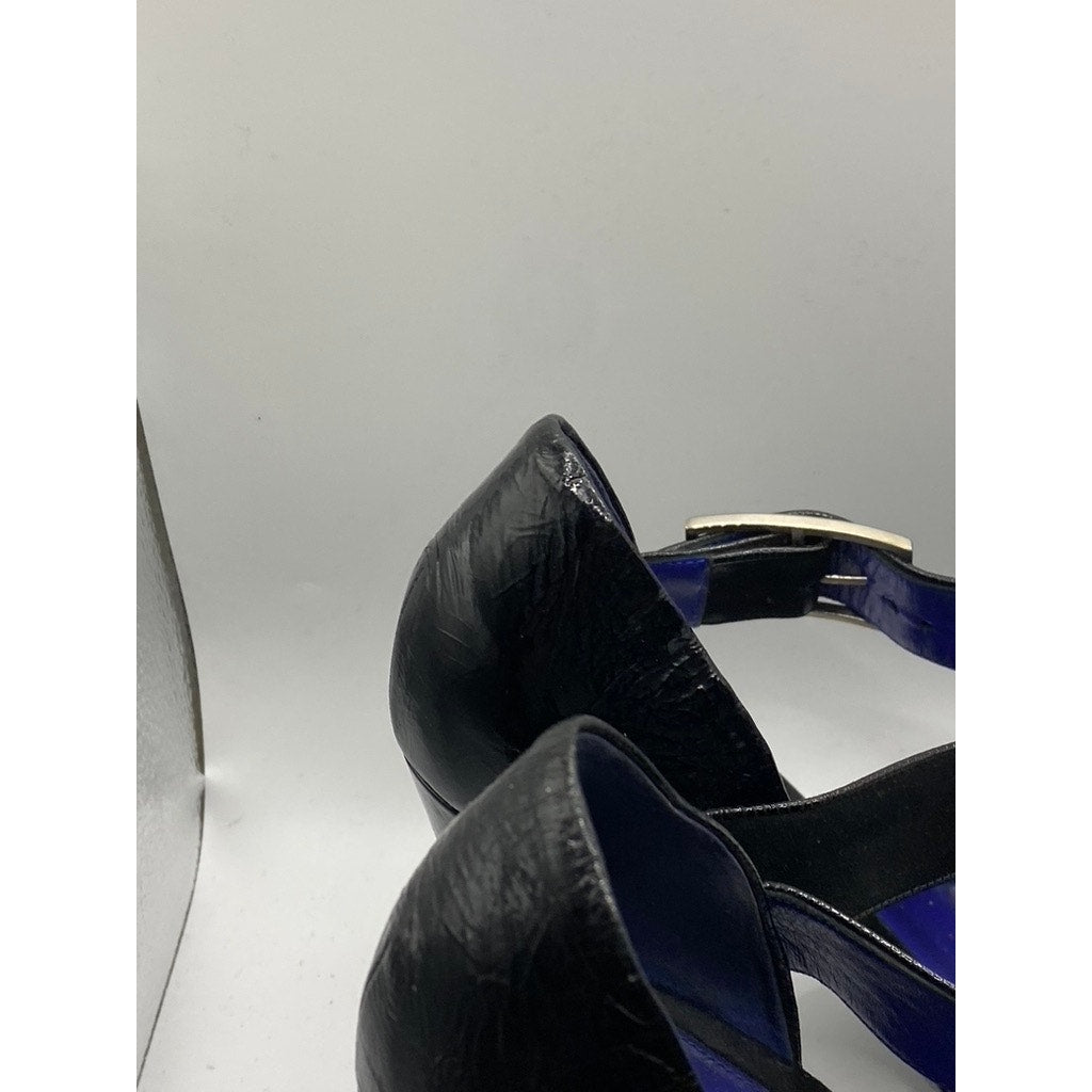 SERGIO ROSSI Women’s Blue-Black Suede-Leather Peep-Toe Stiletto Pumps SZ 39(US9)