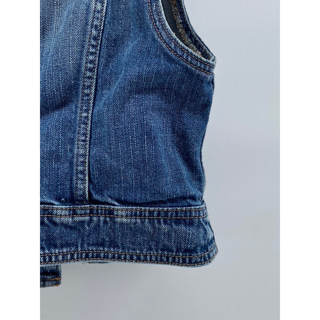 AMERICAN EAGLE Women's Medium Wash Blue Denim Button-Up Vest SZ XS