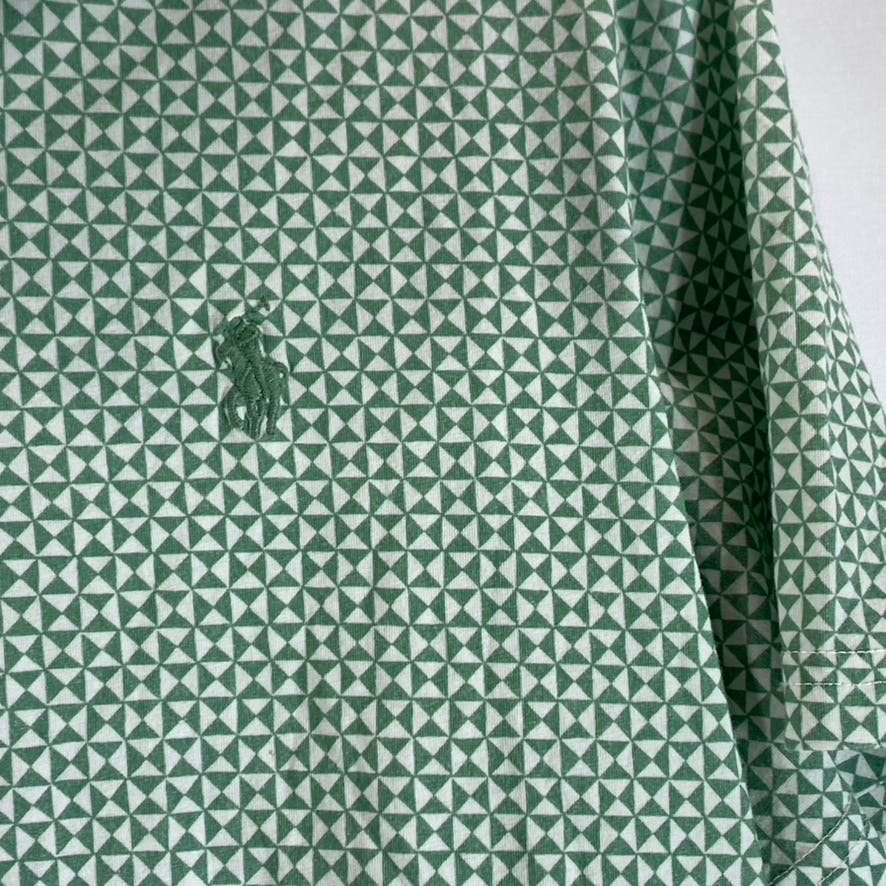 POLO GOLF RALPH LAUREN Men's Green Printed Pro Fit Short Sleeve Polo Shirt SZ L