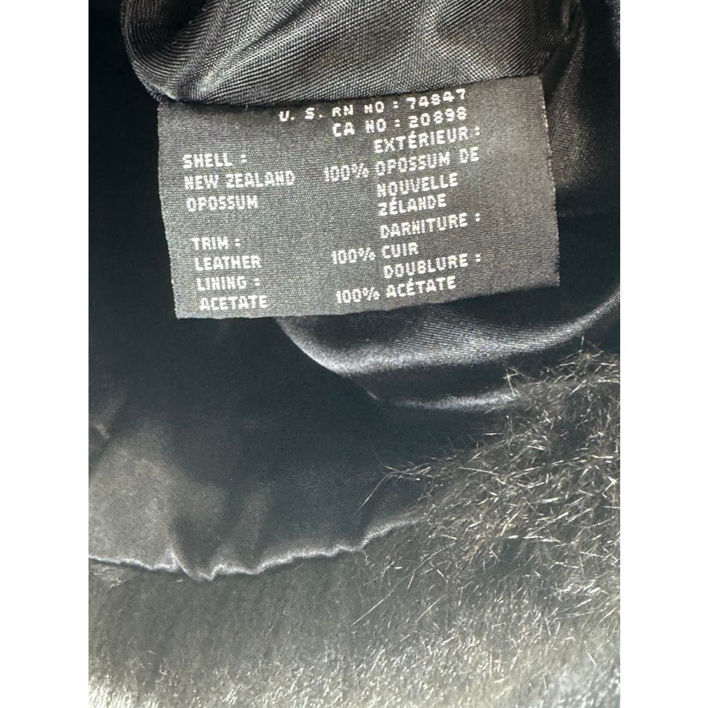 ANDREW MARC Women's Opossum Fur Leather Trim Bomber Zip Vest SZ L