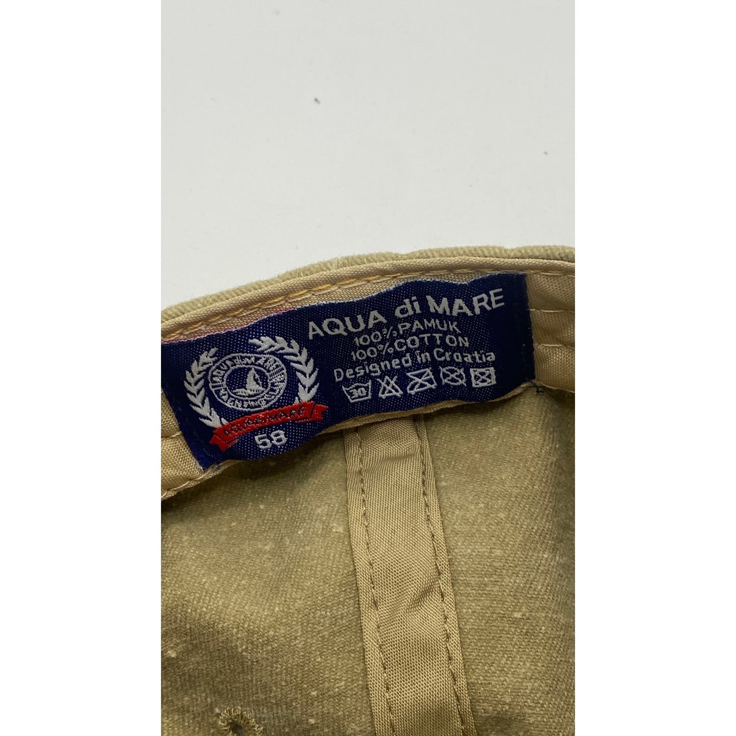 AQUA DI MARE Men's Tan Croatia Embroidered Adjustable Baseball Cap SZ OS
