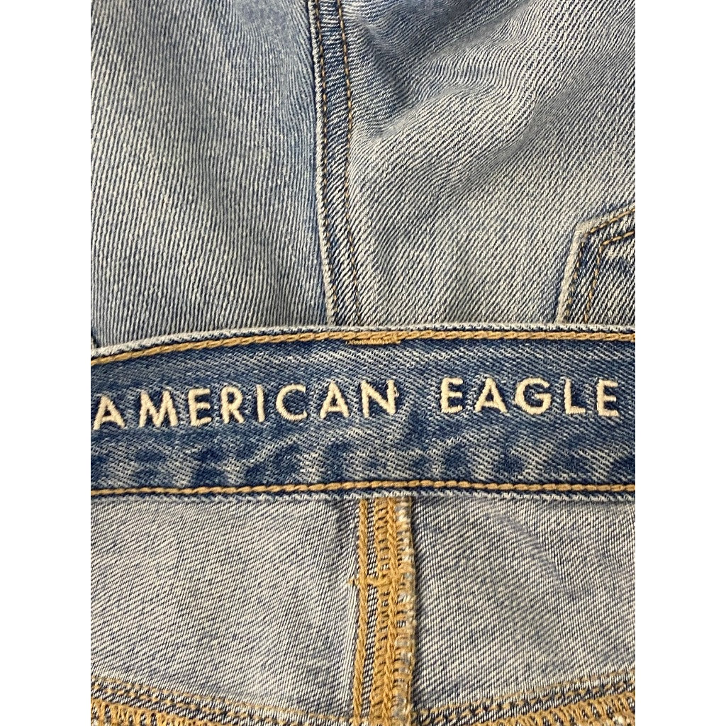 AMERICAN EAGLE Women's Light Blue Regular-Fit Distressed Skinny-Leg Jean SZ 4