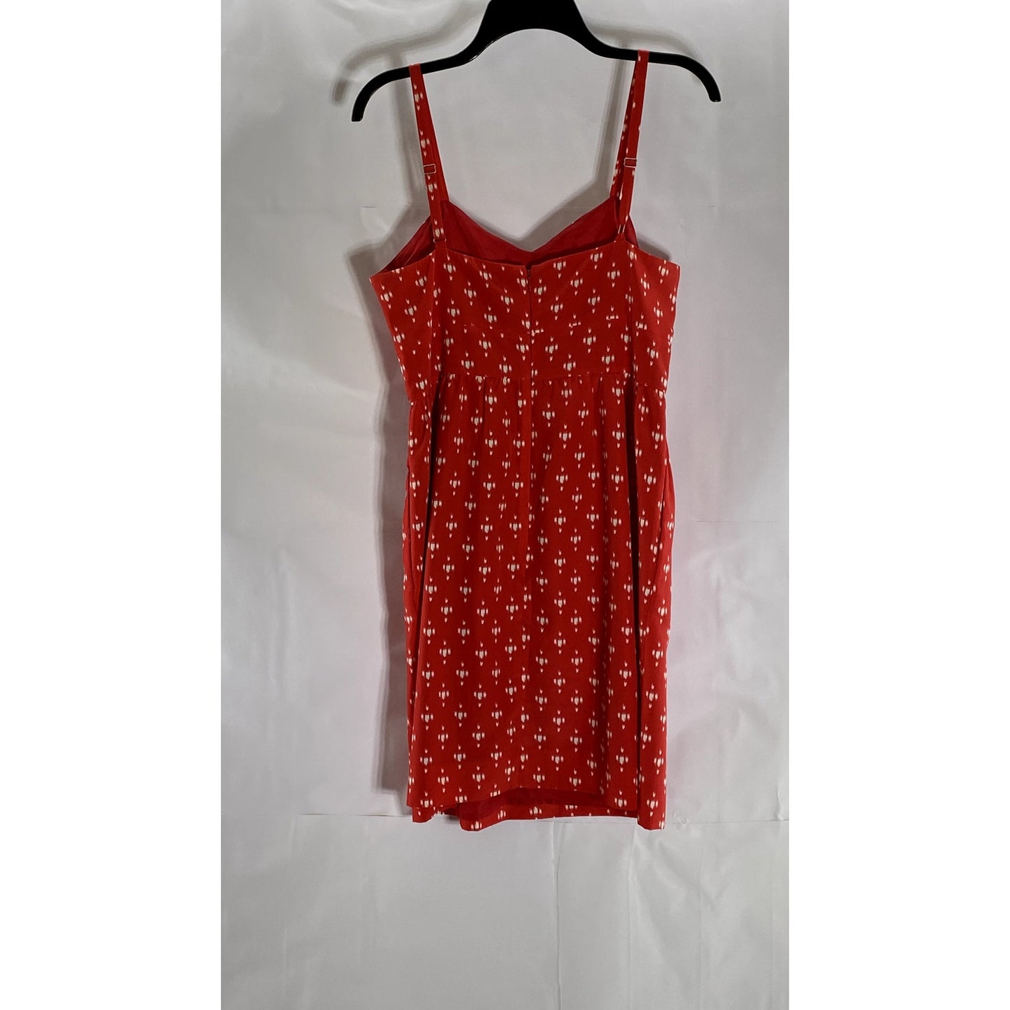 J.CREW Women's Red Printed V-Neck Adjustable Strap Mini Dress SZ 8