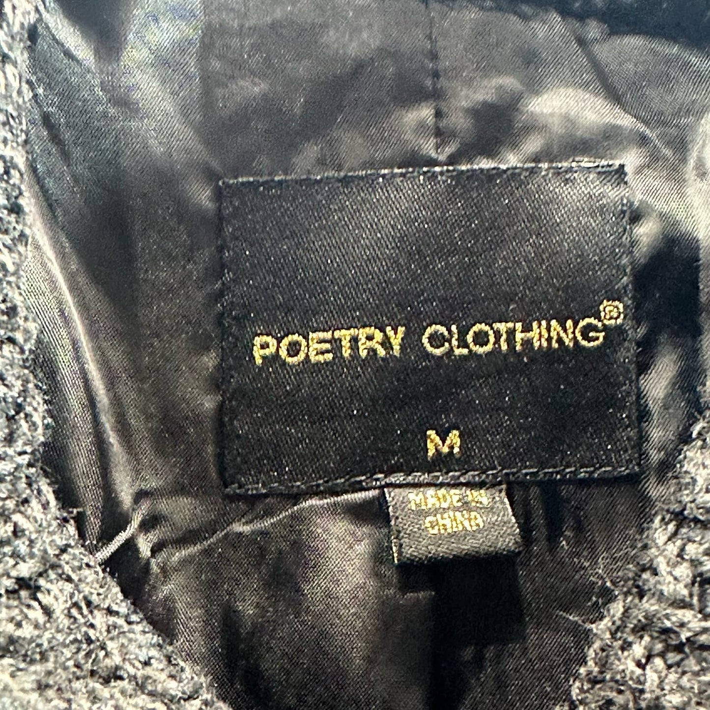 POETRY CLOTHING Women's Black Textured Four-Button Collar Coat SZ M