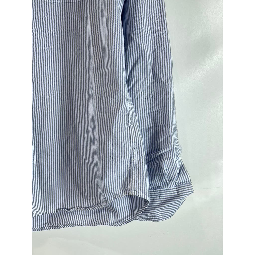 J.CREW Men's Blue/White Striped Slim-Fit Oxford Button-Up Long Sleeve Shirt SZXL