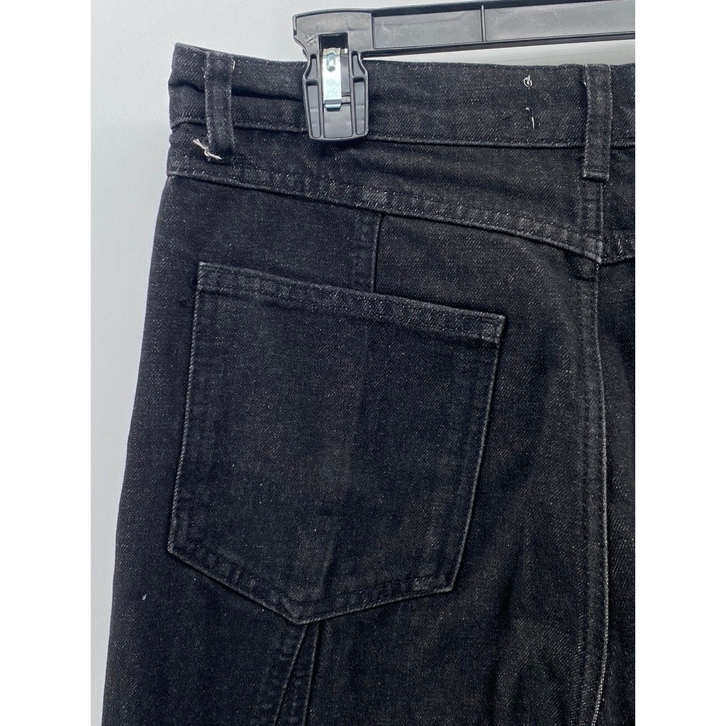 ZARA Women's Black Denim Striped High-Rise Slim Leg Regular-Fit Jeans SZ 8