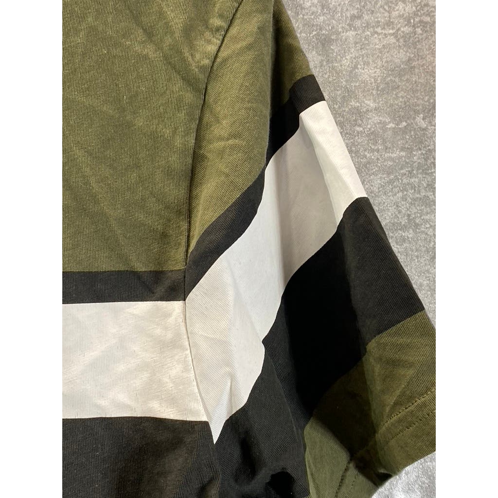 GUESS Men's Olive Green Striped Crewneck Short Sleeve T-Shirt SZ M