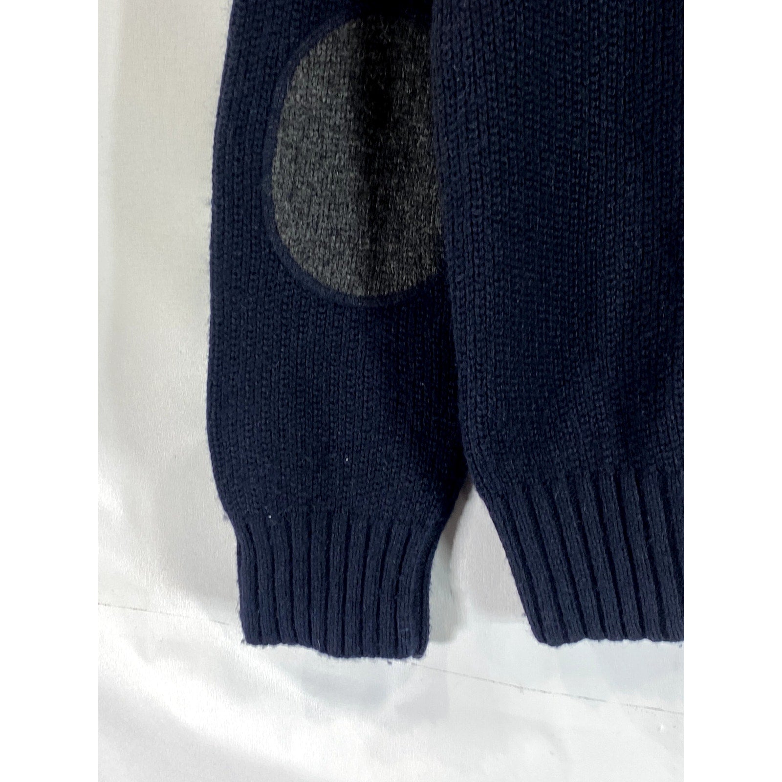 ABERCROMBIE & FITCH Men's Black Knit Crewneck Elbow-Patch Muscle Sweater SZ S