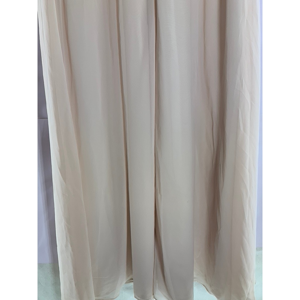 AZAZIE Women's Beige Double V-Neck Sleeveless Mesh Maxi A-Line Dress SZ 12