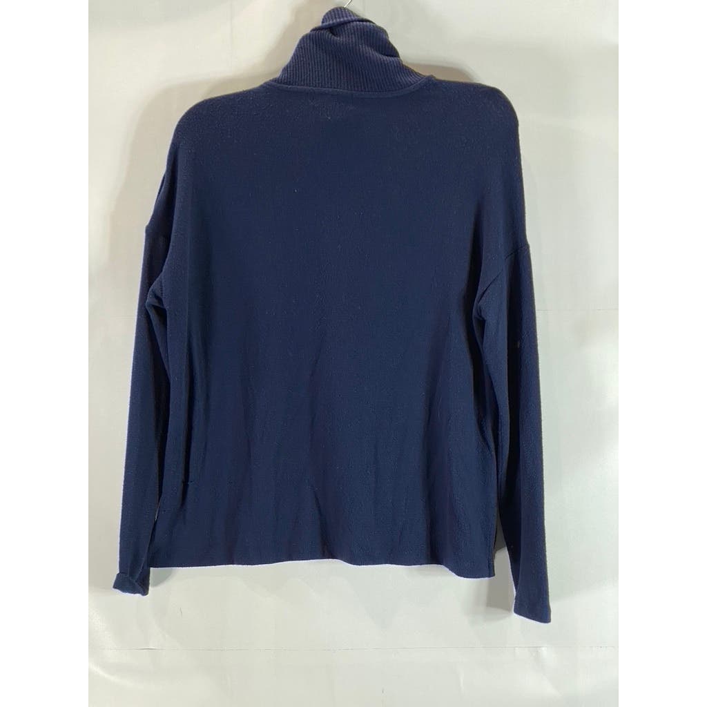 MICHAEL STARS Women's Navy Turtleneck Button-Shoulder Long Sleeve Sweater SZ XS