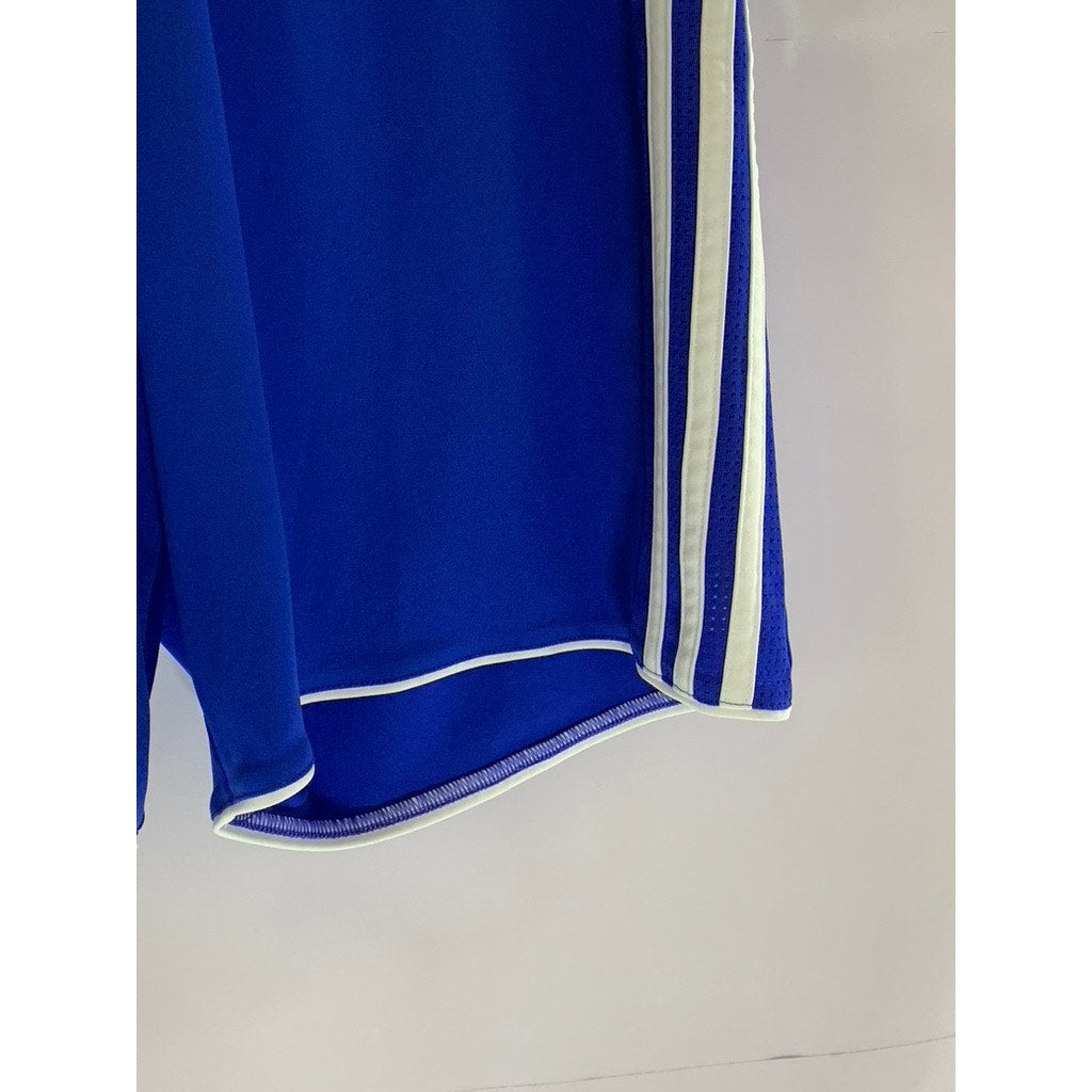 ADIDAS Women's Blue/White 3-Stripe Elastic Waist Climacool Pull-On Shorts SZ S