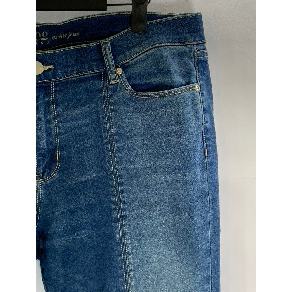 SOHO NEW YORK & COMPANY Women's Blue Raw-Hem Skinny Ankle Jeans SZ 14