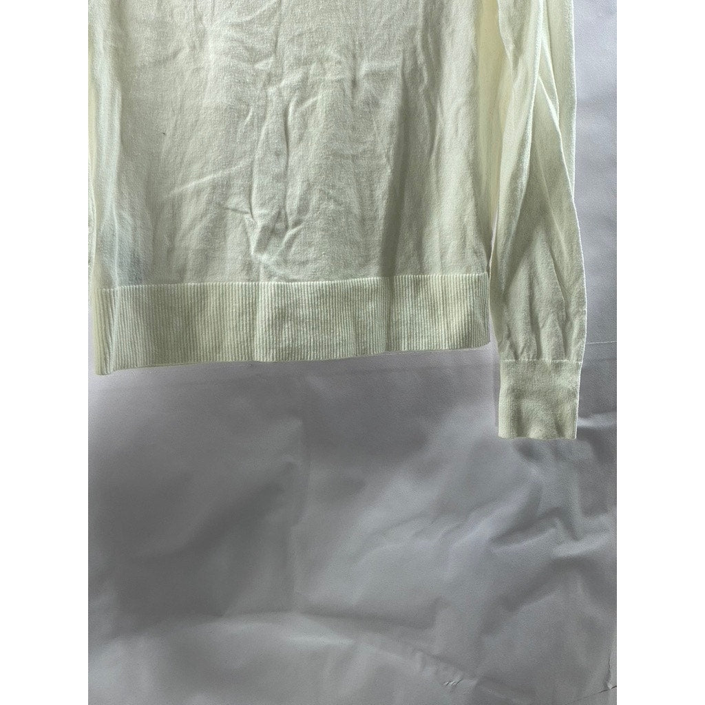 GAP Women's Cream Crewneck Button-Up Long Sleeve Cardigan SZ S