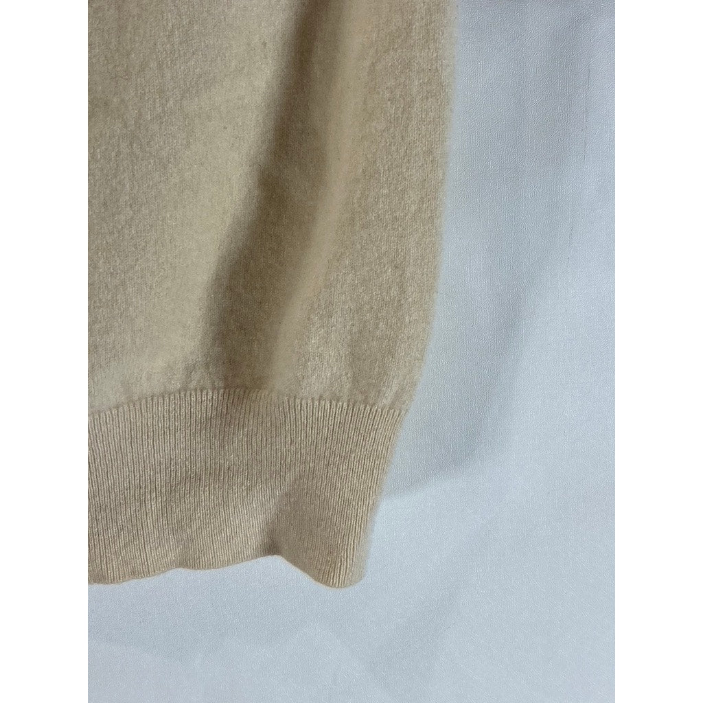 TSE Classic Women's Beige Solid Cashmere Crewneck Short Sleeve Sweater Top SZ S