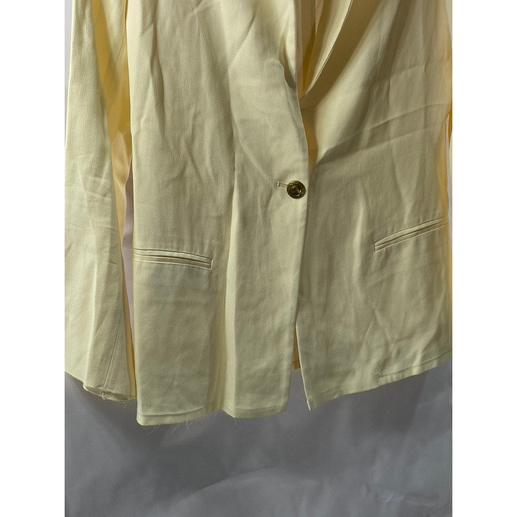 UNBRANDED Women's Beige Single-Button Long Sleeve Notch Lapel Blazer SZ S