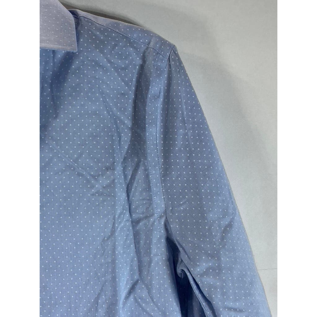 TOMMY HIILFIGER Men's Blue THFlex Supima Slim-Fit Stretch Button-Up Shirt SZ S
