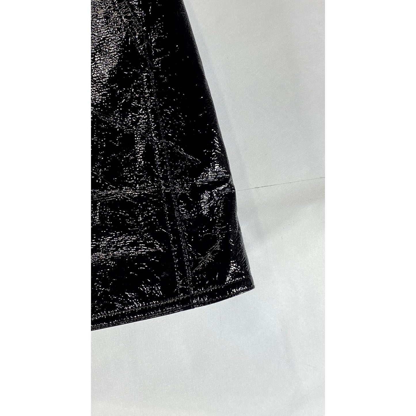 ANN SHEN Women's Black Faux Leather Straight Mini Skirt SZ L