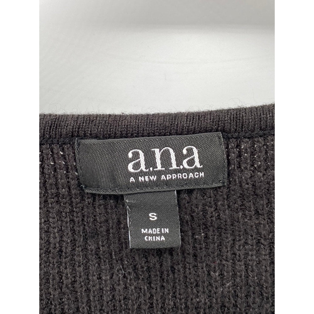 A.N.A A NEW APPROACH Women’s Black-White Knit Layered Long Sleeve Top SZ S