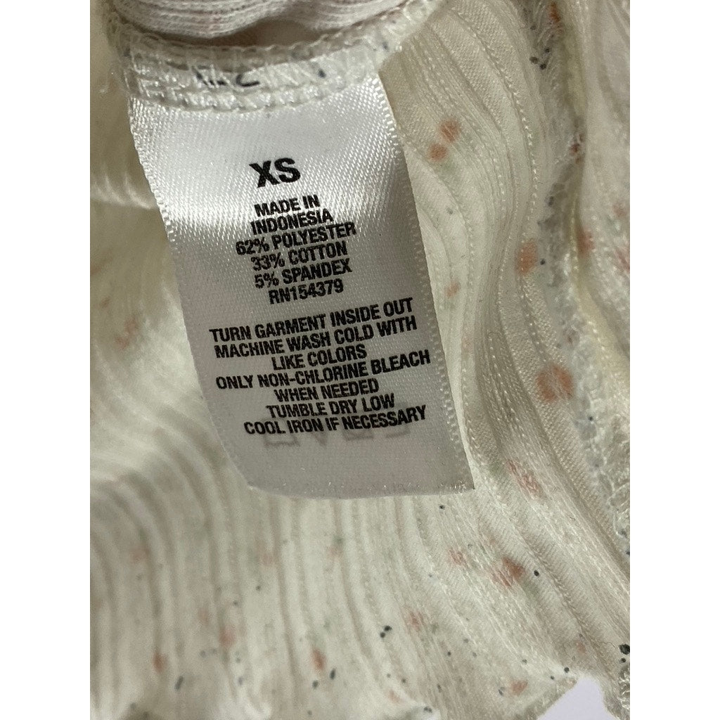 AEROPOSTALE Women's White Rose Print Seriously Soft Crewneck Shrunken Tee SZ XS