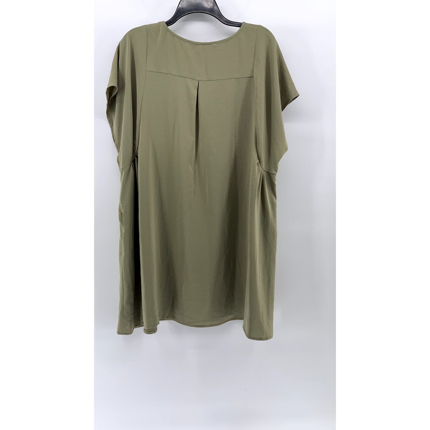 GRADE & GATHER Women's Olive Green Crewneck Relaxed-Fit A-Line Mini Dress SZ S