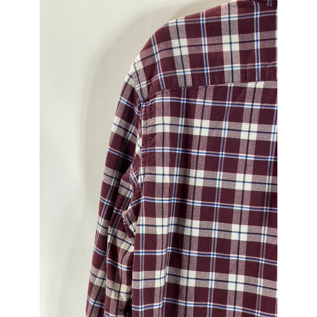 AMERICAN EAGLE OUTFITTERS Men's Burgundy Plaid Seriously Soft Flannel Shirt SZ M