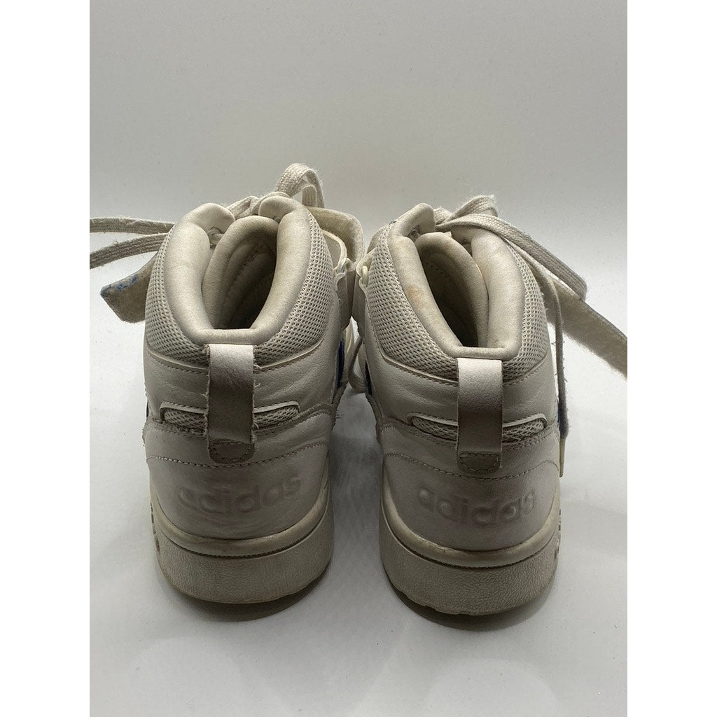 ADIDAS Men's White-Blue Postmove Mid Lace-Up Round-Toe Sneakers SZ 8