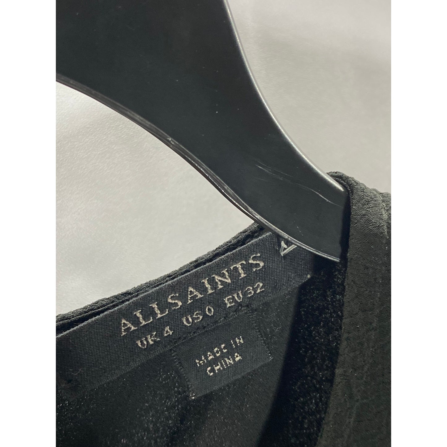ALLSAINTS Black Sheer Illusion Hem Ruched Ariya Goth Grunge Midi Dress SZ 0