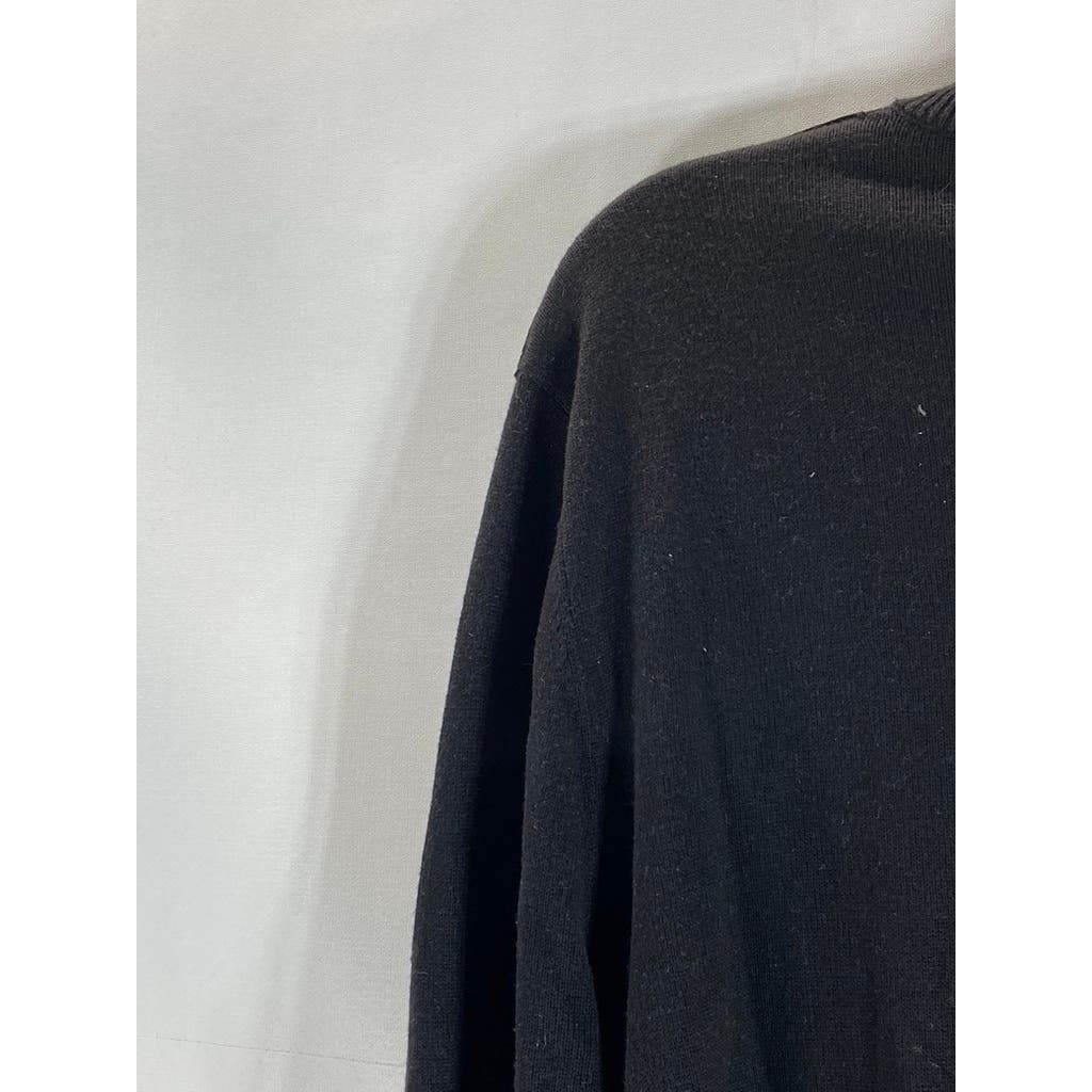 ZARA MAN Men's Black Solid Knit Mock Collar Zip-Up Sweater SZ M