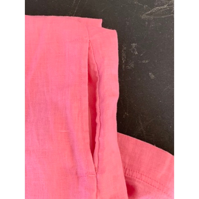 MADEWELL Women's Retro Pink Linen Goldie Straight-Neck Adjustable Mini Dress SZ4