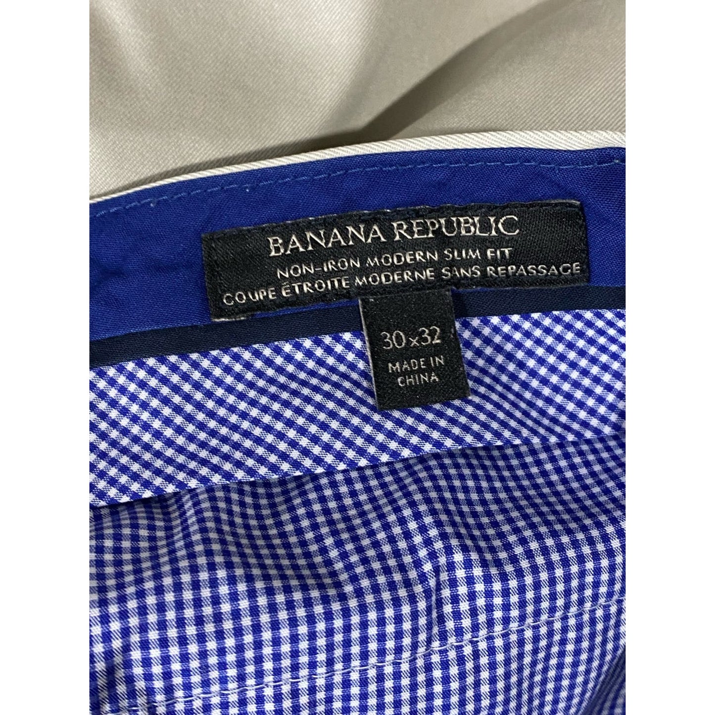BANANA REPUBLIC Men's Beige Modern Slim-Fit Non-Iron Flat Front Pants SZ 30x32