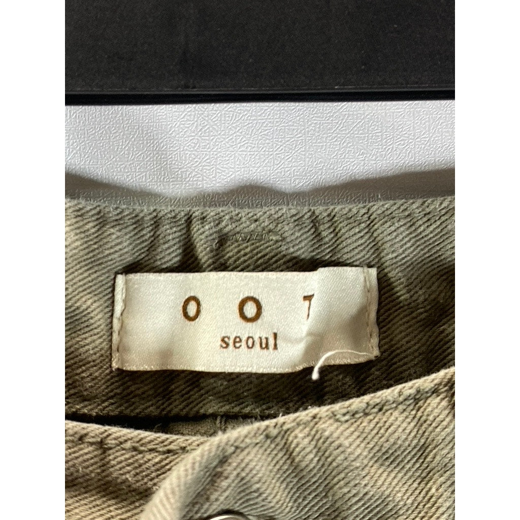 OOT Seoul Women's Army Green Five-Pocket Baggy Straight-Leg Jeans SZ L