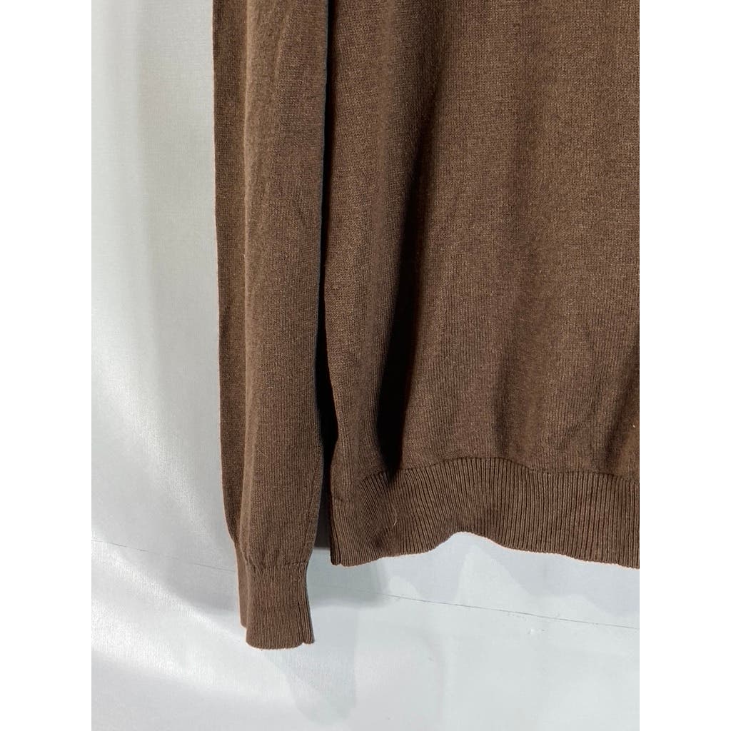 PAUL FREDRICK Men's Brown Mock-Neck Long Sleeve Pullover Sweater SZ M