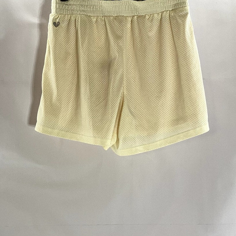 FABLETICS Women's Beige Three-Point Mesh Checkered Basketball Shorts SZ S