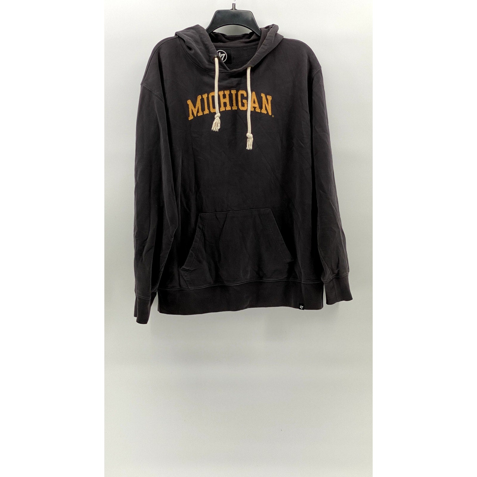 47' BRAND Men's Gray Michigan Patch Logo Long Sleeve Pullover Hoodie SZ M