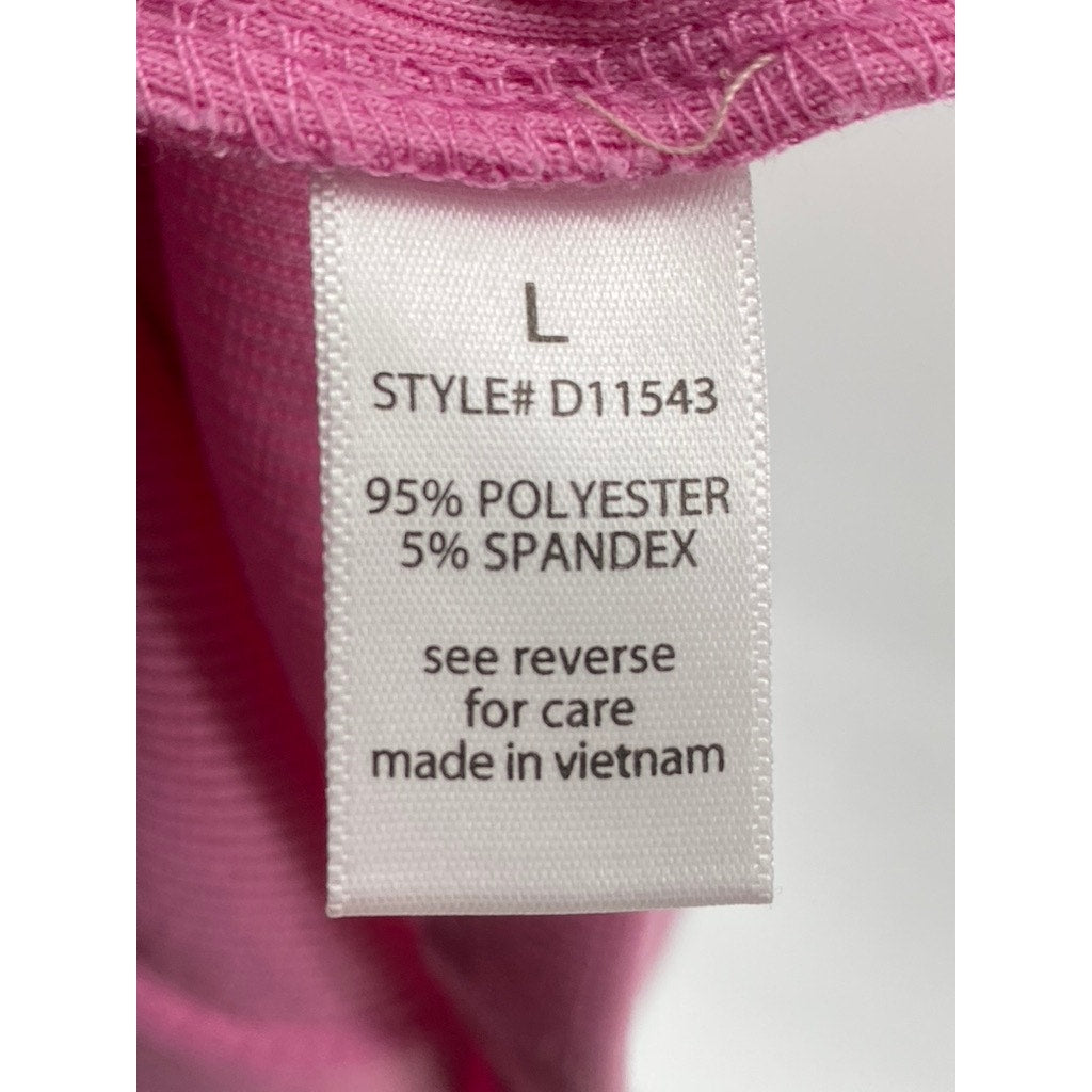 ACTIVE USA Women's Light Pink V-Neck Ribbed Button-Front Mini Dress SZ L