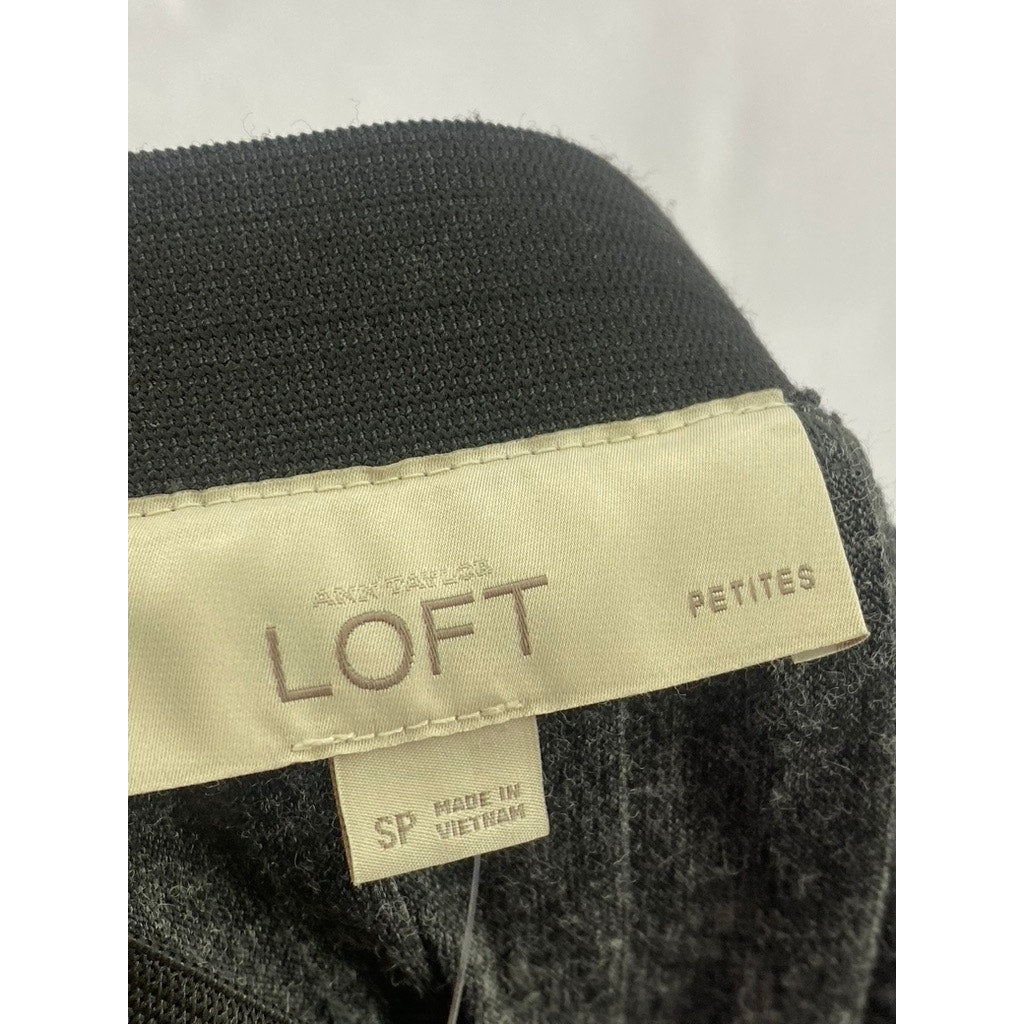 ANN TAYLOR LOFT Women's Petite Charcoal Gray Pleated Midi A-Line Skirt SZ S/P