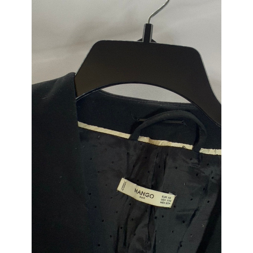 MANGO SUIT Women's Black Solid Double-Breasted Collarless Blazer SZ 2XS