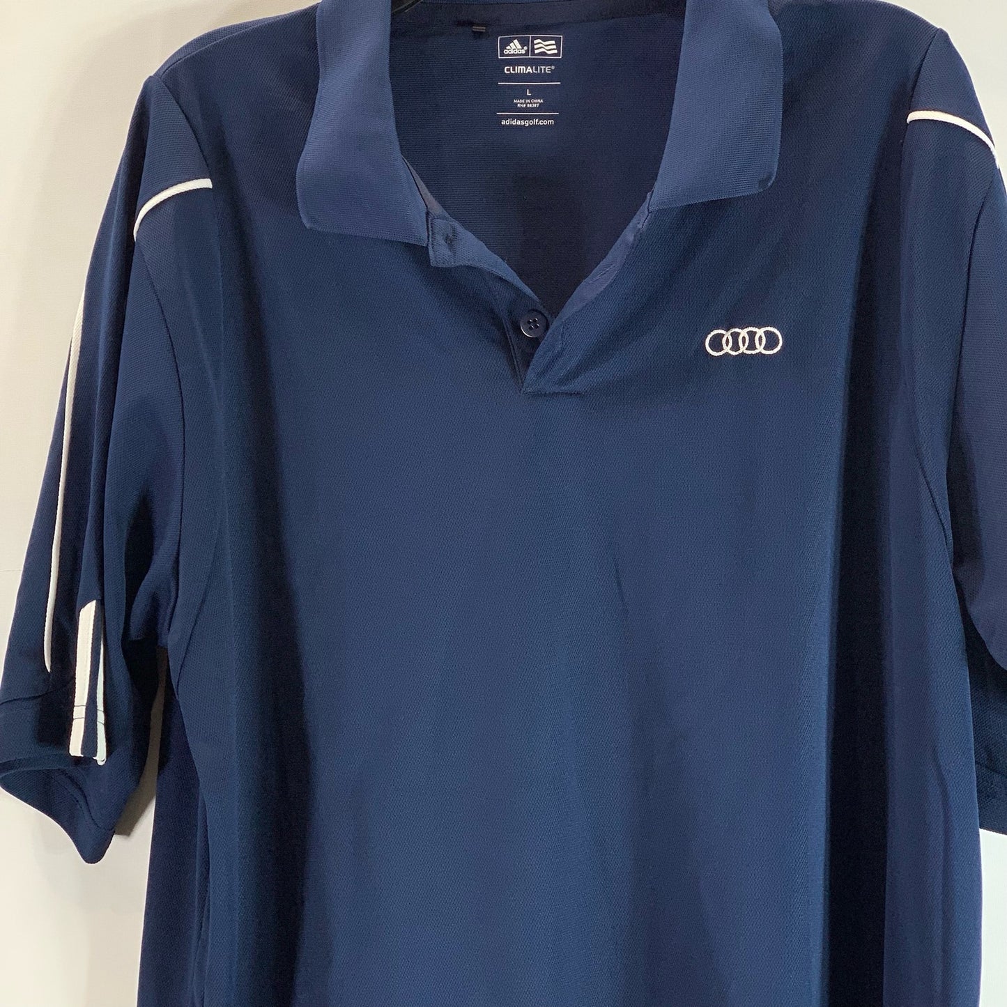 ADIDAS Men's Navy Climalite Standard-Fit Short Sleeve Golf Polo SZ L