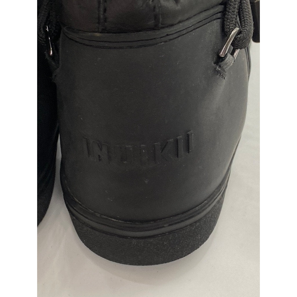 INUIKII Women's Black Tall Lace-Up Quilted Winterwear Boots SZ US9