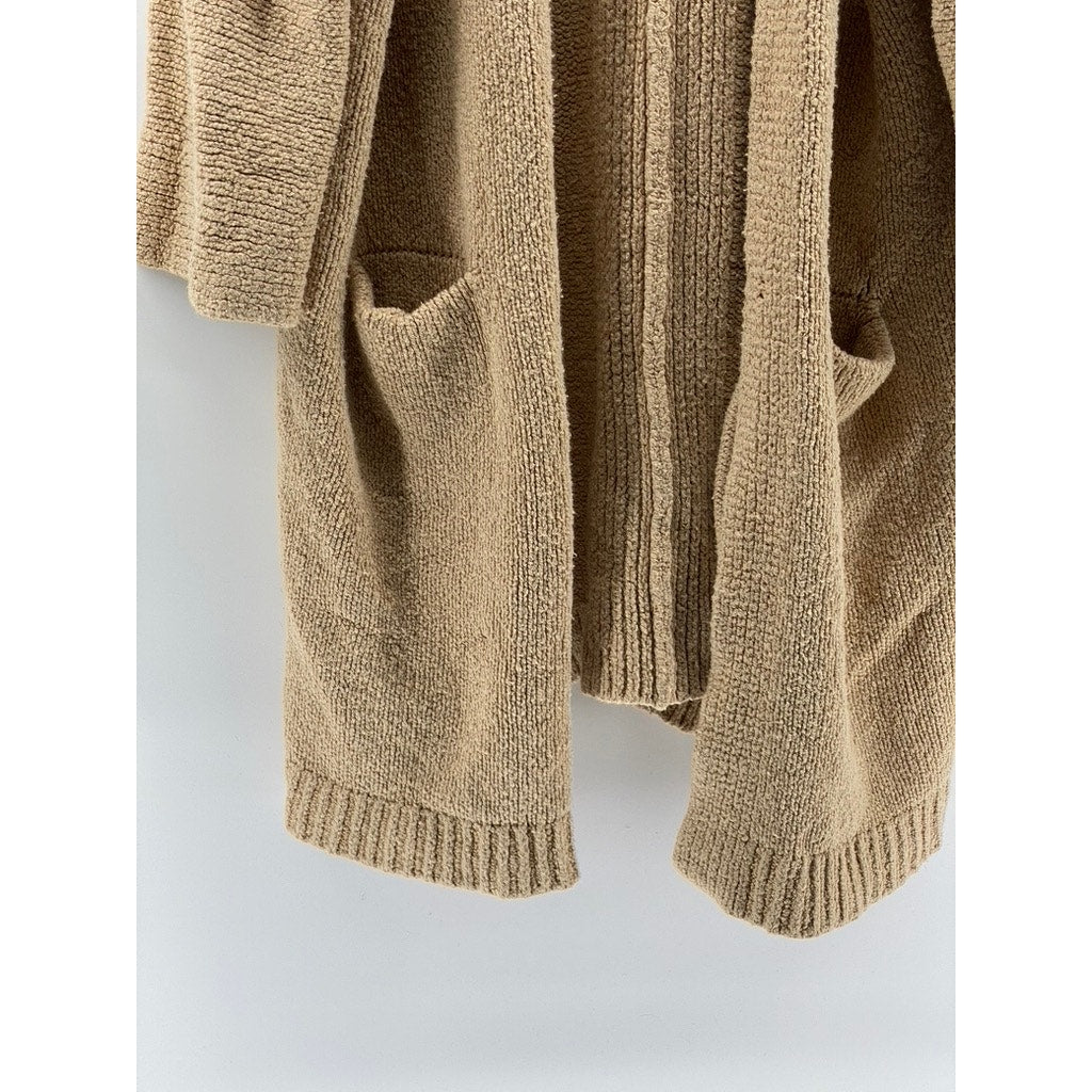 ANTHROPOLOGIE Women's Tan Knit Open-Front Long Sleeve Long Length Cardigan SZ S