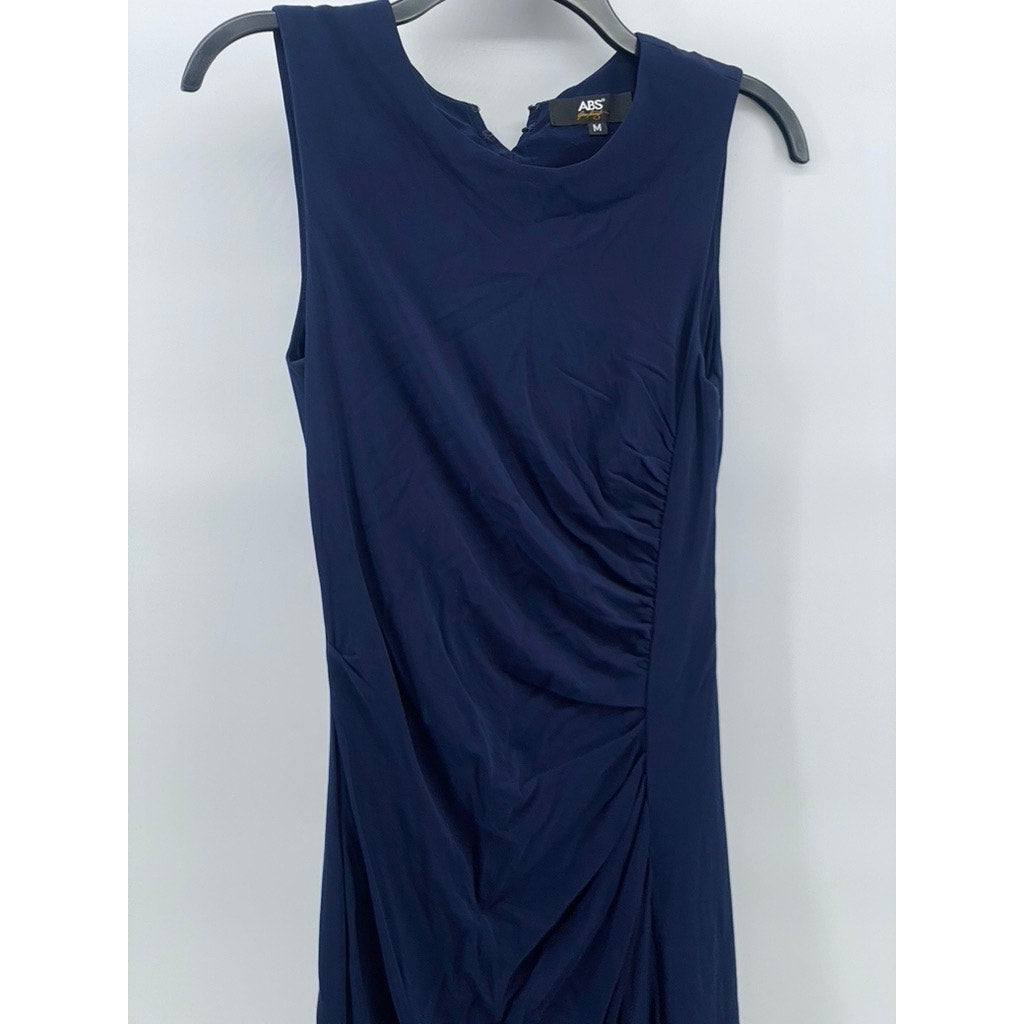 ABS By ALLEN SCHWARTZ Women's Blue-Black Mesh Back Side-Ruched Maxi Dress SZ M