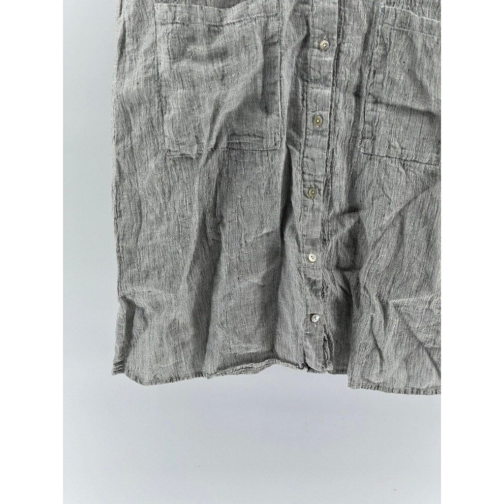 EILEEN FISHER Women's Gray Button-Up Short Sleeve Knee Length Shirt Dress SZ S